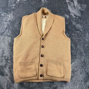 Vtg 80's Lobo By Pendleton Sherpa Lined Cardigan Vest Men's XL Virgin Wool